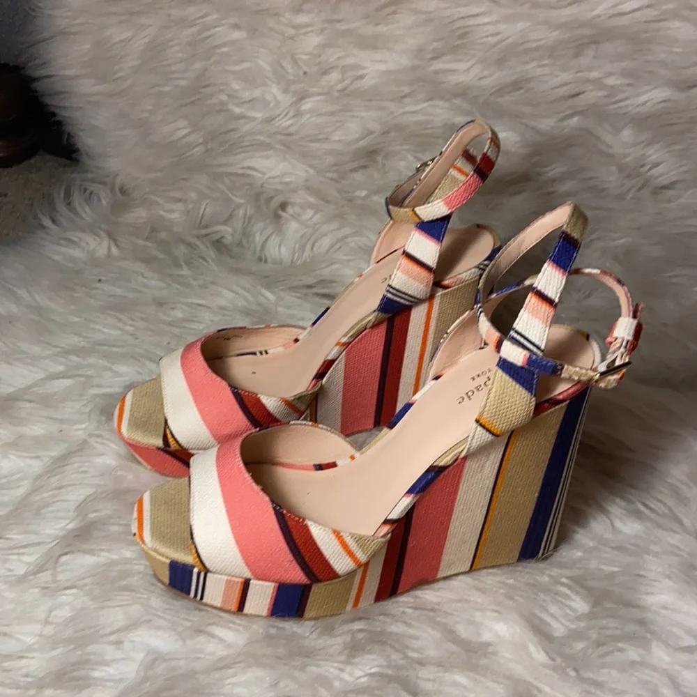 Kate Spade striped Dellie platform wedge sandals